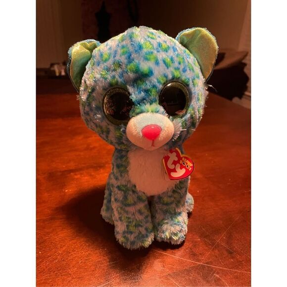 TY Beanie Boos Leona Blue Leopard Medium (23cm) - Picture 1 of 7